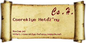 Csereklye Hetény névjegykártya